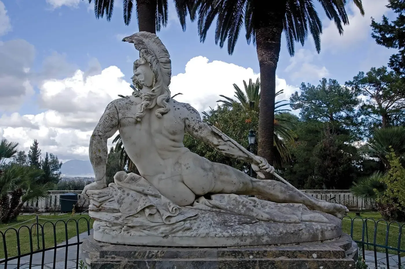 The Dying Achilles statue in the Achilleion gardens