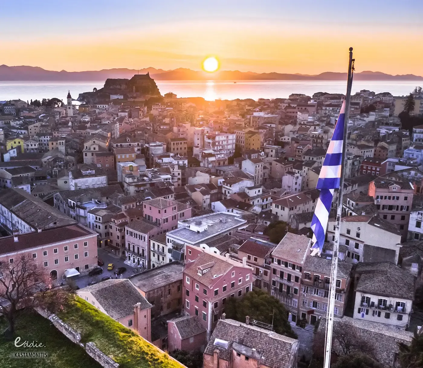 Corfu Town and the Old Fortress from across the water
